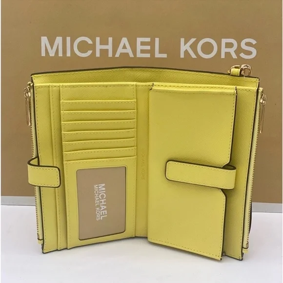 Michael Kors DoubleZip Wallet Wristlet Phone Case Sunshine - Picture 3 of 11